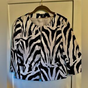 East 5th Zebra Patterned Cotton Cropped Blazer